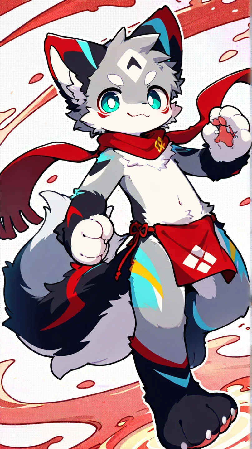 Best quality, Super detailed illustration, (1 boy:1.2), (Fluffy panda:1.4) , feminine face and body, disheveled thick hair, Chinese dress, shy smile, Femboy, small waist, wide hips, Slim, perfect body, style "don't worry",