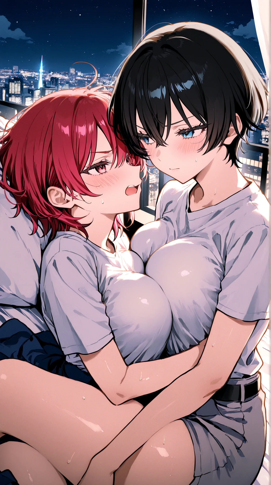 Luffy having sex with Kushina Uzumaki red hair blue eyes tall big milf
