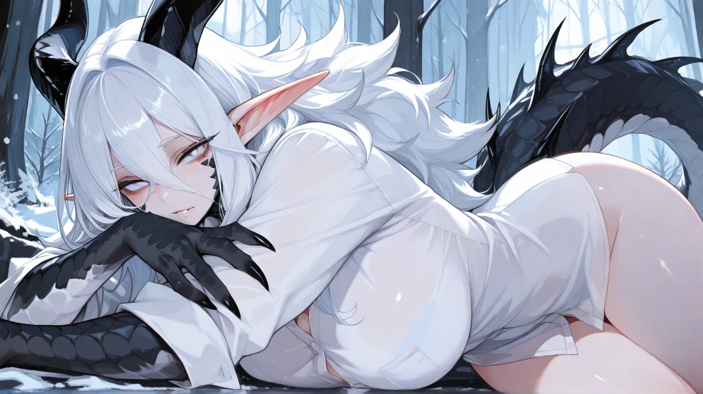 Anime illustration,best quality ,masterpiece, illustration, full-body  of a ((Lamia))  , Pop star,((male)), White Scales, ((Long White Hair with Pink hair Streaks)), pink Crop top , White Half jacket, Skimpy tight shorts, Expression(( Shock, surprise,)),l, background( On Stage at a Concert)) clothes tearing, ((Dark Skin:1.4)), Femboy