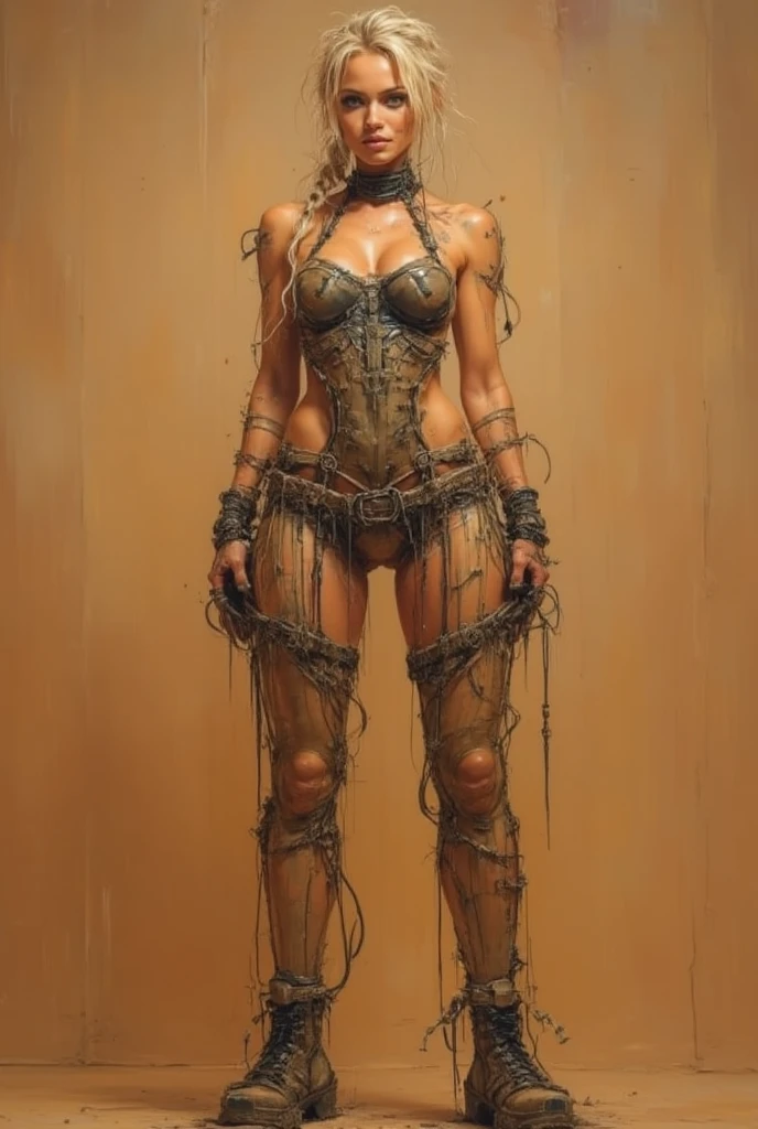 ((Sakura_Matou), walking, (slave) (masterpiece), (((hands_tied_behind_back))), ((whipped)), ((shackles)), ((feet_shackles)), chains_on_feet top_quality, anime_girl, beautiful, wild_girl, warrior, amazons, bra, dirty_bra, (dirty), ancient, destroyed_clothes, dirty_rags, dirty_face, dirty_feet, ((chained_feet)), chained, best_quality, ((bondage)), (tied_hands), (gagged), small_breast, bound_hands, collar, (humiliation), 8k, perfect_face, perfect_feet, (barefoot), slave, perfect_toes, perfect_eyes, wounds, desert_background, desert, sand,