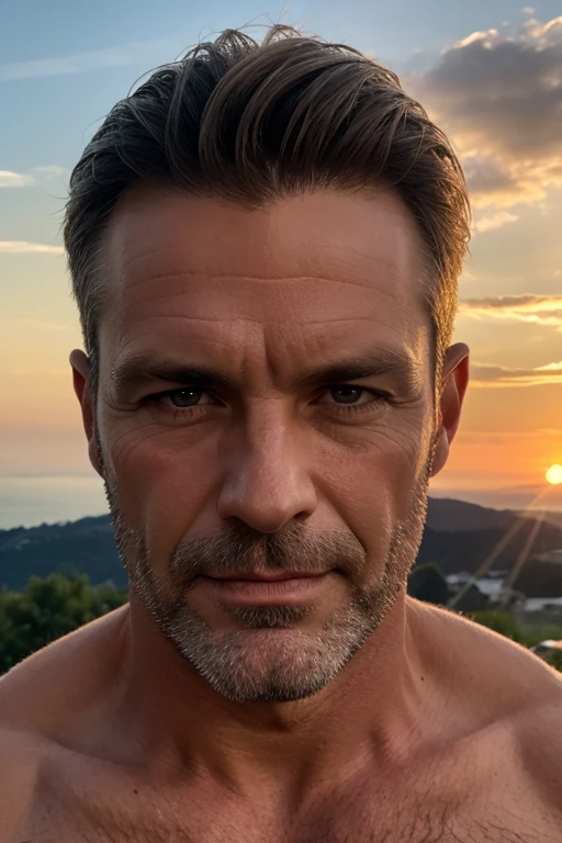 rich and attractive 50 year old man on a paradise island, lancha no fundo. 
