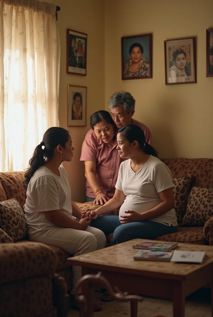 Community health nurses in a poor rural area a barangay in the Philippines helping a mother for a prenatal check-up inside a barangay clinic especially those who often do not opt for check up