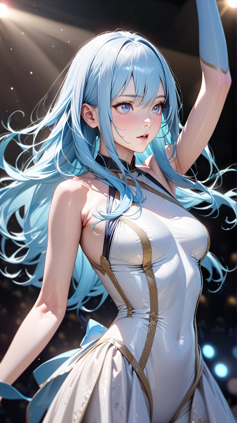 (Sky blue one braid hair),magenta Eyes,Fair skin ,(whole body),(One girl),bikini,happy smile,,(masterpiece, Highest quality, Very detailed, Best Shadow), (Detailed Background), (Beautifully detailed face), High Contrast, (Best lighting, Very delicate and beautiful), ((Cinematic Light)), colorful, Hyper Detail, Dramatic Light, Intricate details,