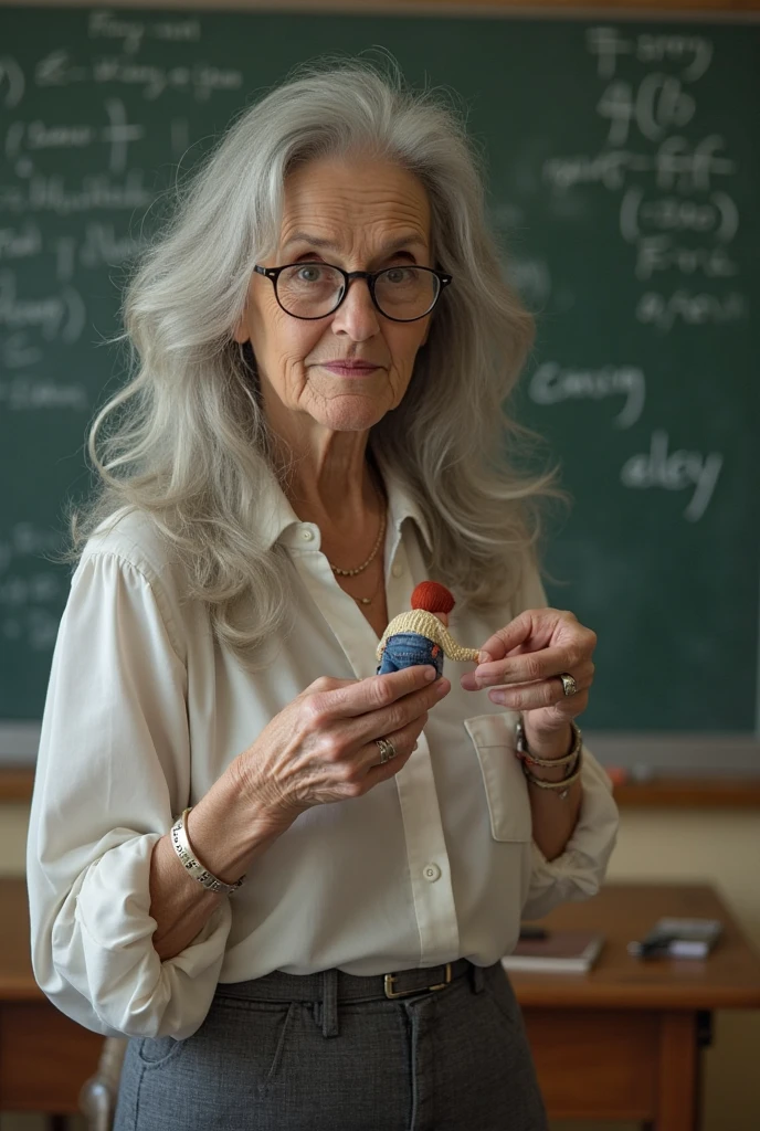elderly woman with attractive sensual body at school