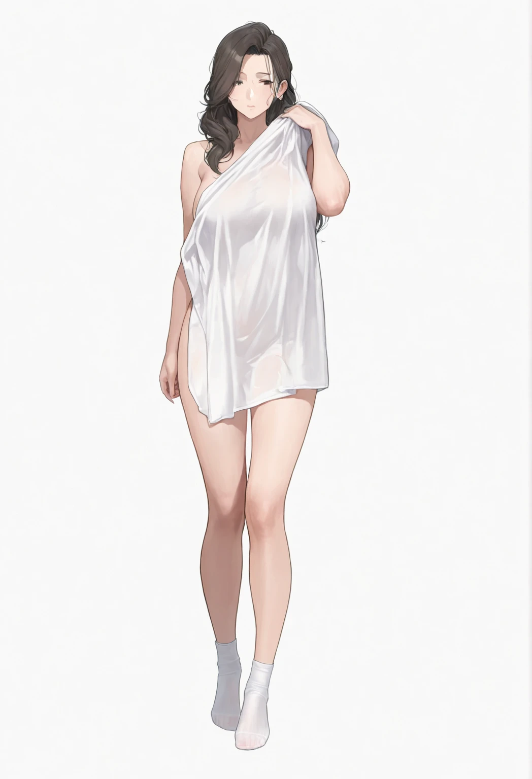 panties, (white), white hair,