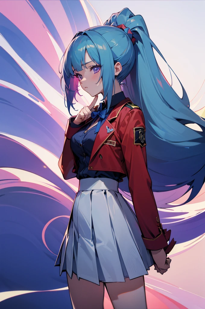 1girl, solo,(best quality),(masterpiece:1.1), school uniform, full body, looking_at_viewer, dynamic angle, neck_ribbon, cute, clear facial skin,
