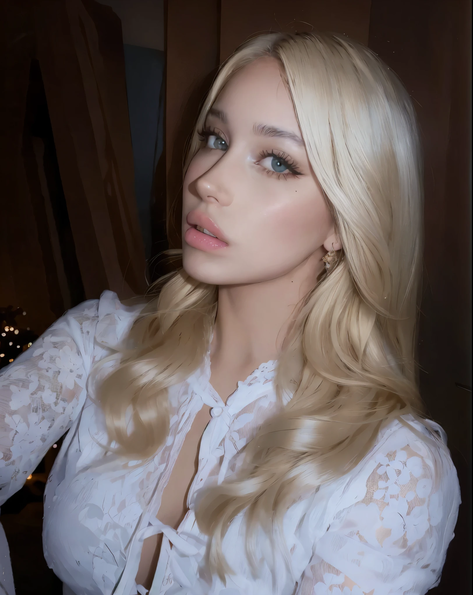 blond woman with long hair and a pink top posing for a picture, long blonde hair and large eyes, angelawhite, blonde hair and large eyes, jaw dropping beauty, blonde swedish woman, long blonde hair and blue eyes, white lashes, jaw-dropping beauty, thick lips, platinum blonde, close up of a blonde woman, wide lips and kind blue eyes