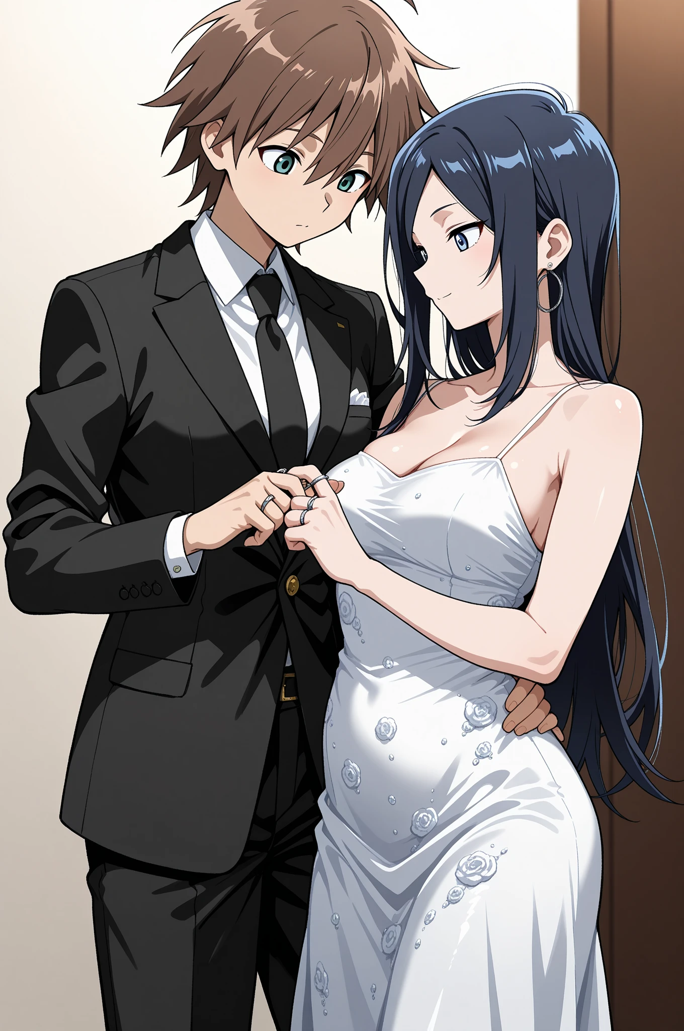 Man in suit sitting on naked girl