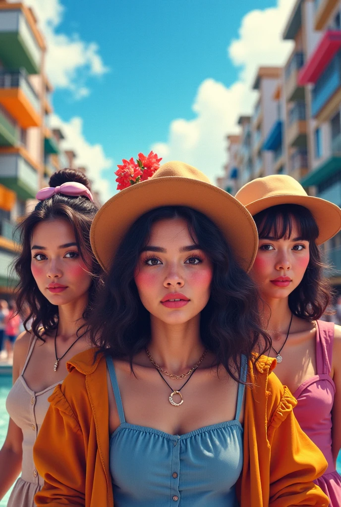 A gorgeous modelers wearing bucket hats
(For a advertisement)