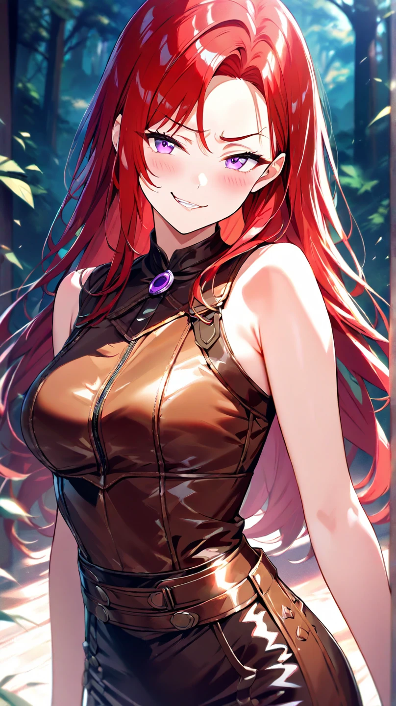 The woman, large breasts, Long red hair, Black Dress, amber eyes, pointed ears (Characteristics sheet:1) (Multiple Kinds of Whole Body Upper Body Reference Sheet:1)
