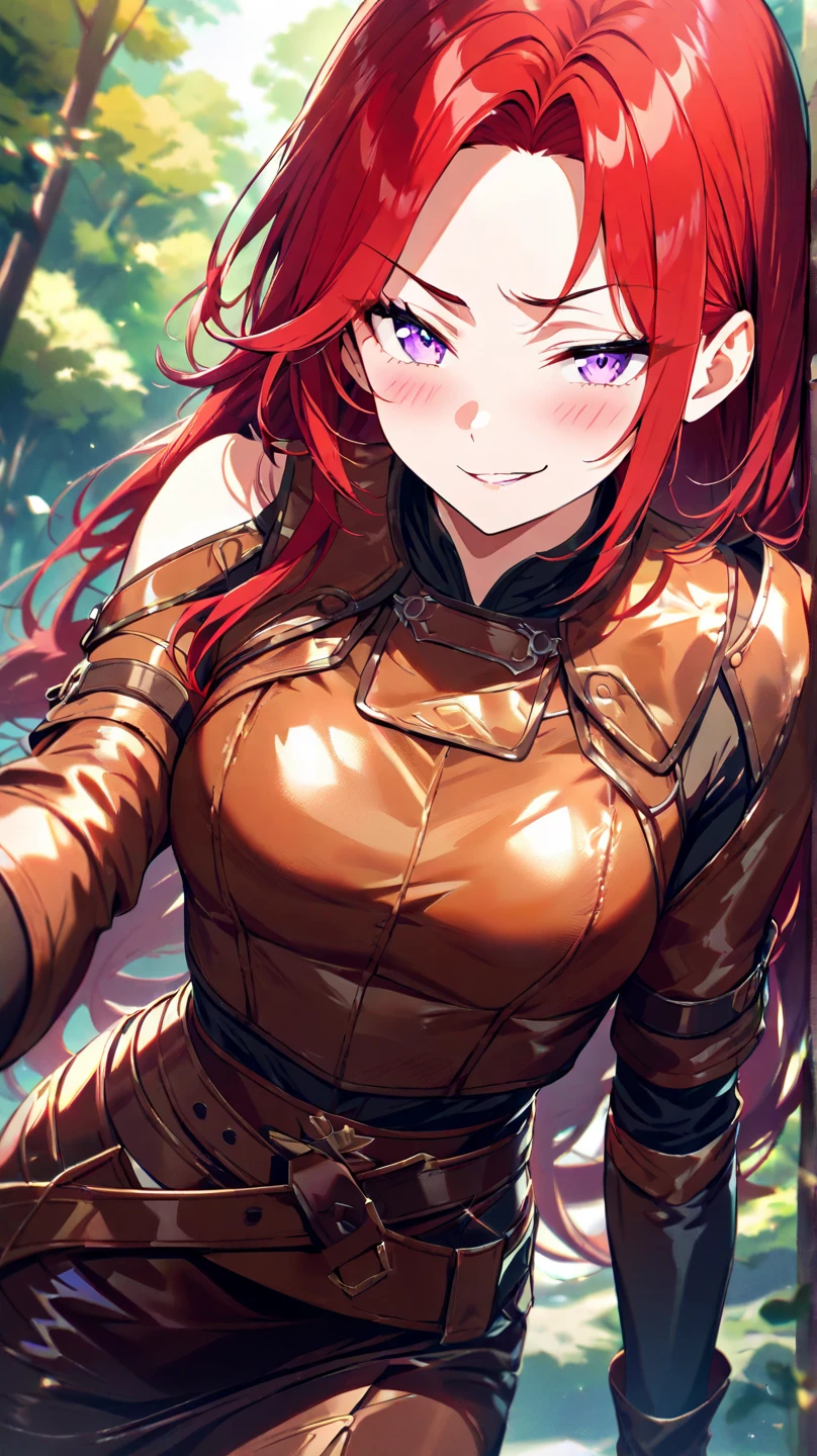 "(masterpiece:1.1), best quality,
1girl, (80s traditional media:1.5), (eyelashes:1.5), (loli:1.2),
(intricate high detailed body:1.2),
red hair,
(blunt bangs:1.1), (twintails, drill hair:1.1), (headband:1.2),
purple eyes, (red lip stick:1.3),
(gigantic breasts:1.1),
(happy, smile:1.2), open mouth,
(see-through leotard armor, cleavage cutout:1.2),
(knight armor, armored boots:1.2), (flower brooch:1.1), (earrings:1.1), necklace,
standing, claw pose,
(upper body, cowboy shot, looking at viewer, from front:1.1),
(daytime, woods, grassland, outdoors:1.1)"