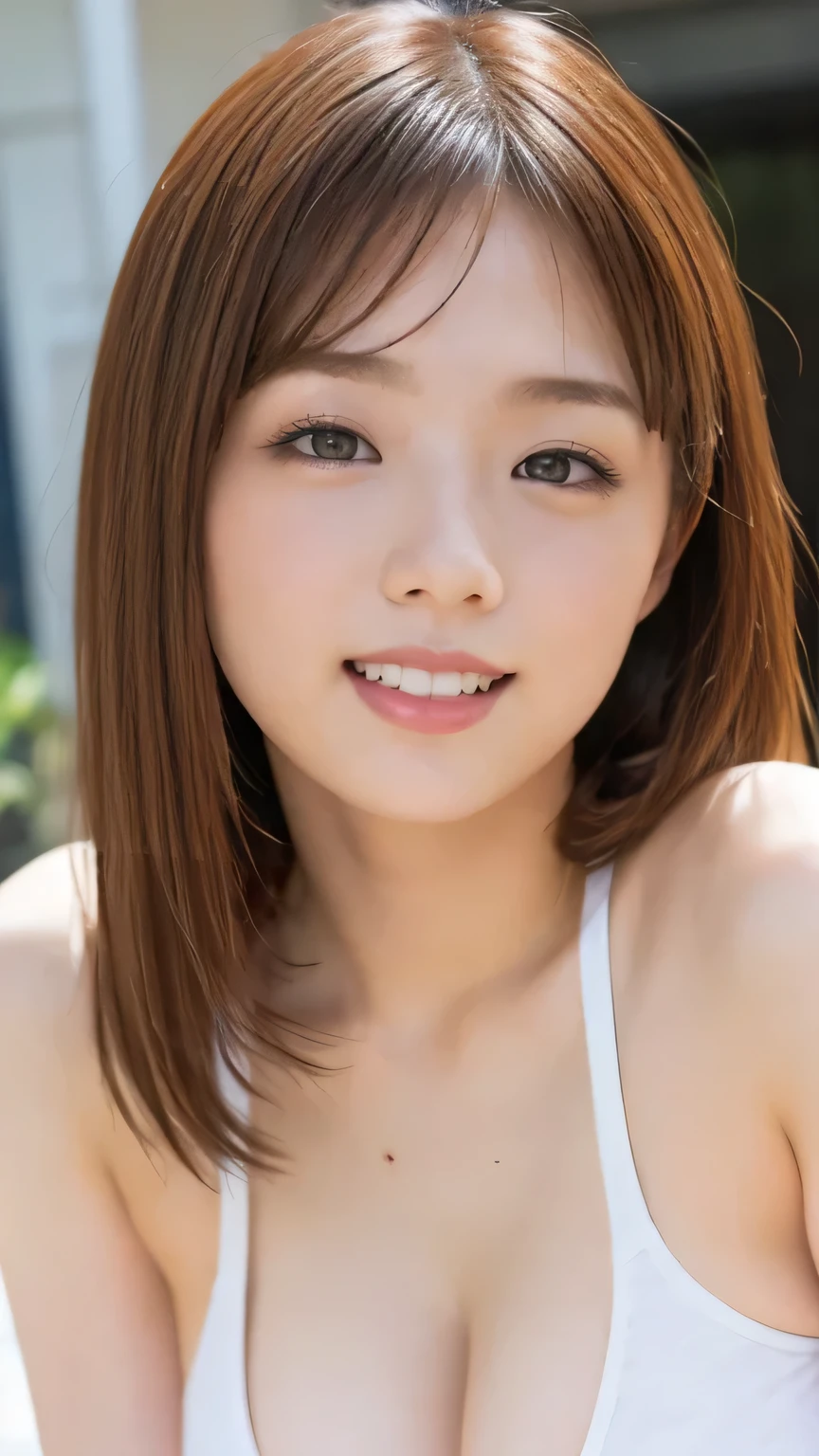 (strapless micro bikini)、1 girl、Bob Hair、Medium breast、smile、Poolside、masterpiece:1.3、Raw photo、Highest quality、Detailed image quality、Detailed Background、