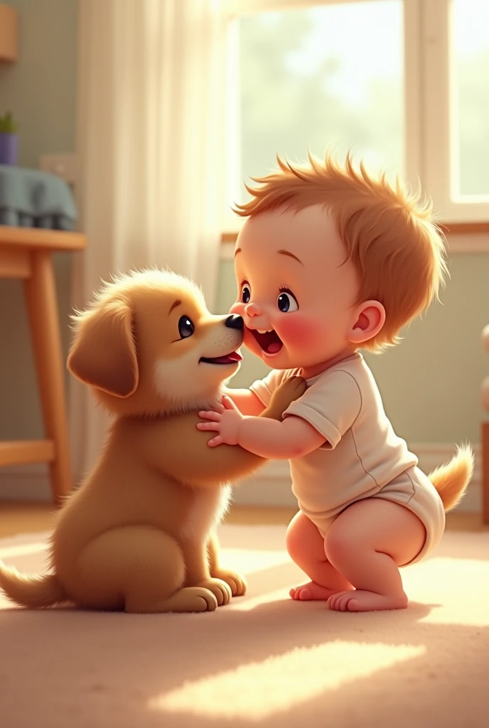 Moan baby with dog