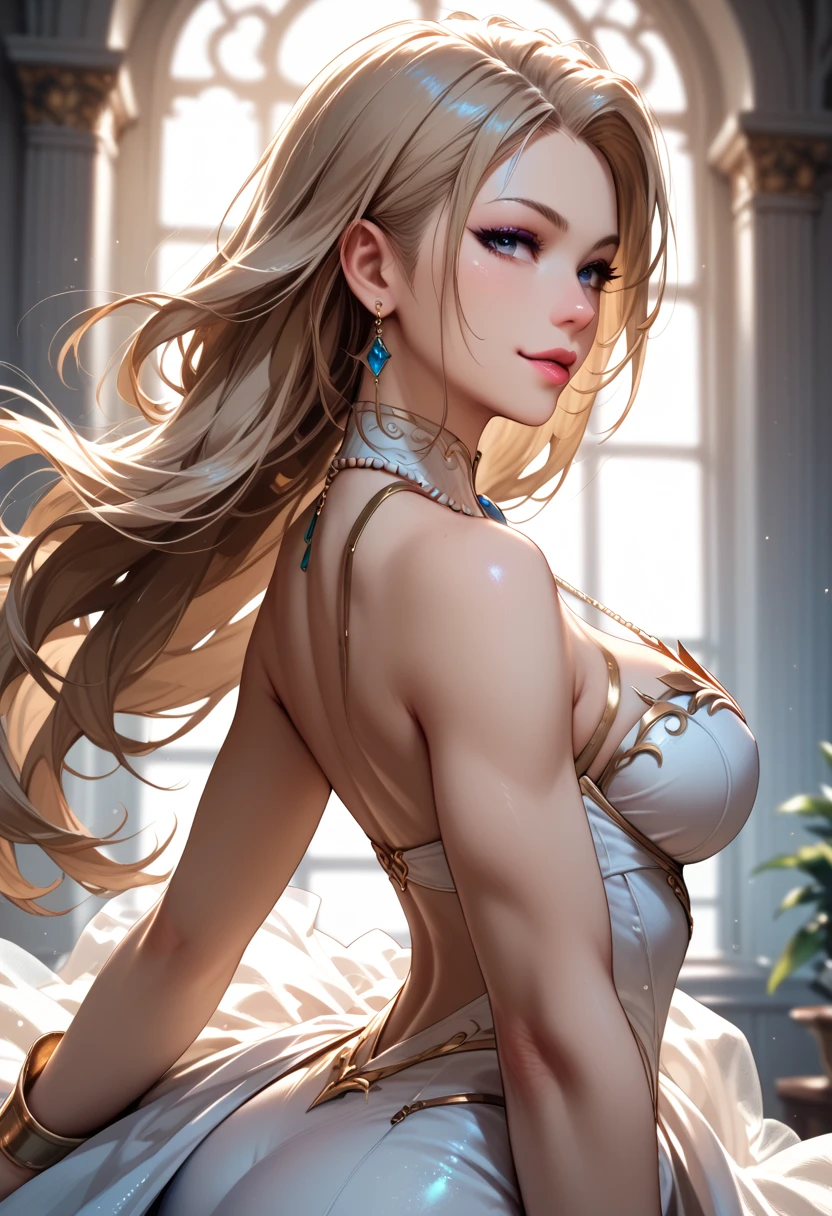 Realistic, Elegant mature woman, beautiful, long and glow hair, soft light, 4k resolution, high quality
