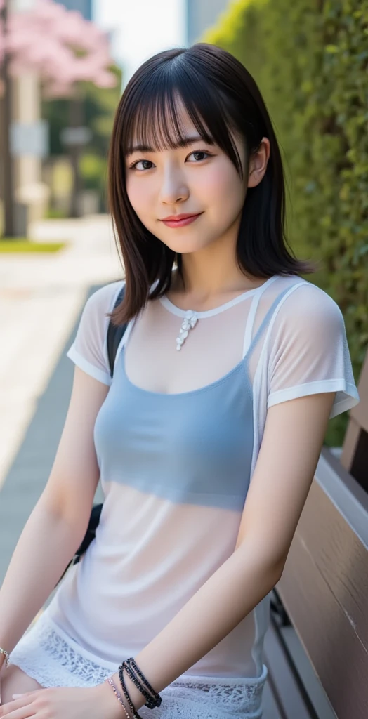Unbelievably beautiful japanese girl, junior high school, (slim, tiny, small, plain), (have a vaginal sex , Please insert penis into your pussy:1.3), neat and clean face, baby face:1.1, Sensual look, A kind smile, Fluffy short hair, 15 years old, (Best Quality, 8k, master piece :1.3), (gleaming skin, Shiny hair:1.4), master piece, Best Quality, (Ultra-detailed), wet and see through tank top, タンクトップの紐が外れている
