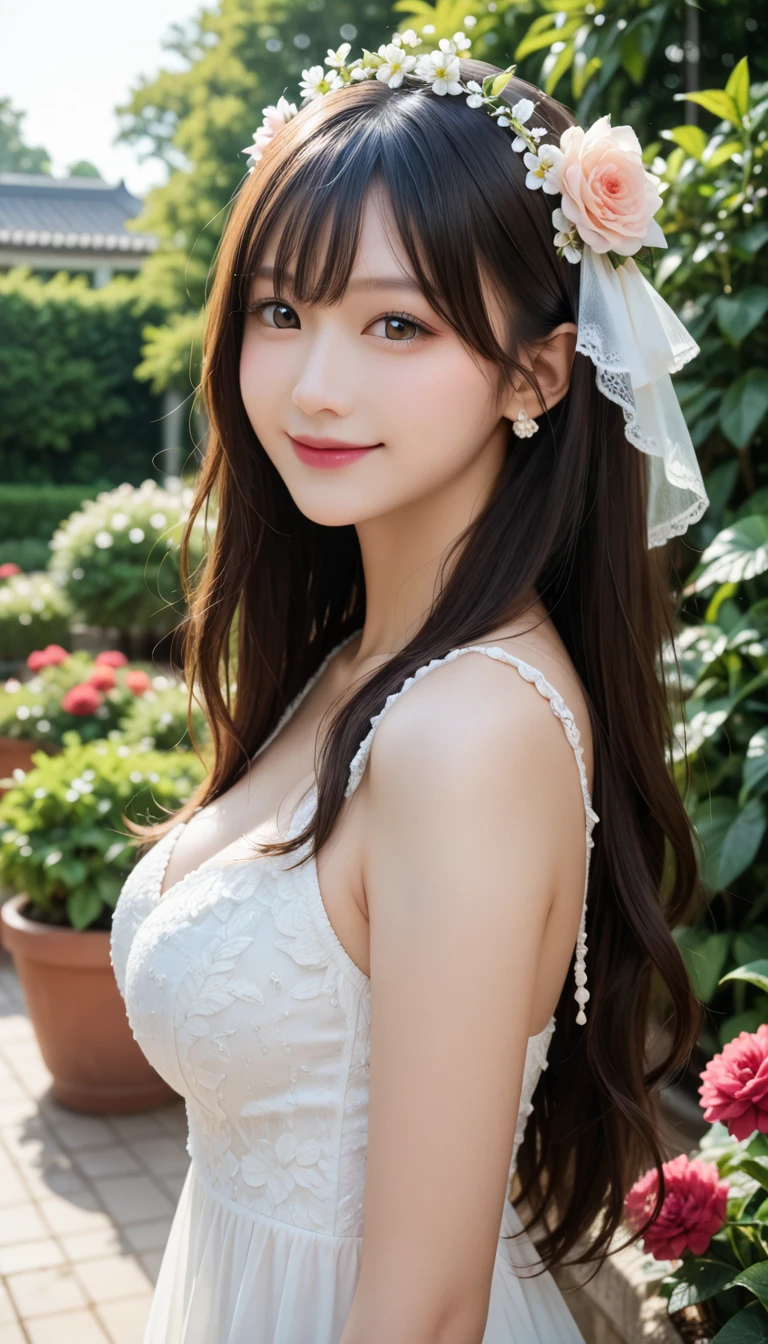 best quality, Delicate face,beautiful visual work, lifelike, eternity, black hair, Smile, Detailed Background, Delicate face,blush,cold,((masterpiece))、(top quality)、8k、high detail、Super detailed,31-year-old female, masterpiece、born、Scenes resembling fairy tale illustrations、intricate details和複雜的設計、Beautifully、magic、capricious、 Beautifully、Dream aesthetics、「𝓡𝓸𝓶𝓪𝓷𝓽𝓲𝓬、ethereal、charming、fickle、magic」、realism、Visual effects、FXAA、SSAO、Shader、voiceless、ambient lighting、Tone mapping、High resolution、Ultra high quality、Million pixels、(8K resolution:1.10)、8k、8k以下、8K resolution、high detail、intricate details, (high quality:1.2、masterpiece:1.2、:1.21)、(31-year-old female:1.21)、(興奮地Smile)、(Surrounded by a dreamy atmosphere、Model diagram,full-body shot,Normal 2 feet,Put your hands behind you, Large Breasts, H cup chest, Don't show your fingers, full-body shot, full-body shot,full-body shot,full-body shot,full-body shot,full-body shot,full-body shot,full-body shot,hands hidden in clothes, hands hidden in clothes,hands hidden in clothes,hands hidden in clothes,hands hidden in clothes,hands hidden in clothes,hands hidden in clothes,hands hidden in clothes,hands hidden in clothes, ,hands hidden in sleeves ,hands hidden in sleeves ,hands hidden in sleeves ,hands hidden in sleeves ,hands hidden in sleeves ,hands hidden in sleeves ,hands hidden in sleeves ,hands hidden in sleeves, arms behind back, arms behind back, side view, side angle, side view photo, side angle shot,side view, side view, side view,Side angle, Side angle, in the Disneyland Park, Landmine style, long skirt,Twin tails tied with a bow。