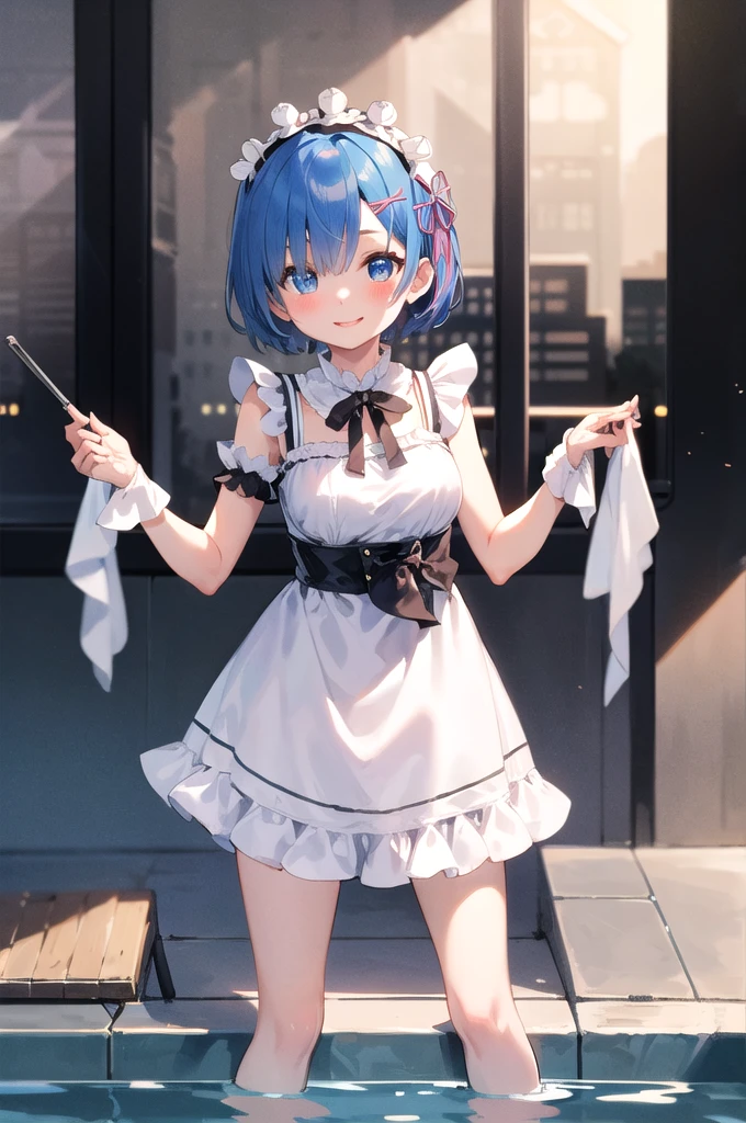 BREAK looking at viewer,BREAK (masterpiece:1.2), best quality, high resolution, unity 8k wallpaper, (illustration:0.8), (beautiful detailed eyes:1.6), extremely detailed face, perfect lighting, extremely detailed CG, (perfect hands, perfect anatomy),mansion,bedroom,windows,night,rem, blue eyes, blue hair, hair ornament, hair over one eye, hair ribbon, short hair, x hair ornament
apron,flower, head wreath, maid,short hair, skirt, thighhighs, waist apron, white apron, white thighhighs,blue hair,shy face,nipples see through,showing legs,full body,upskirt,on all fours,on knees,bend over,from behind,ass view,showing ass.