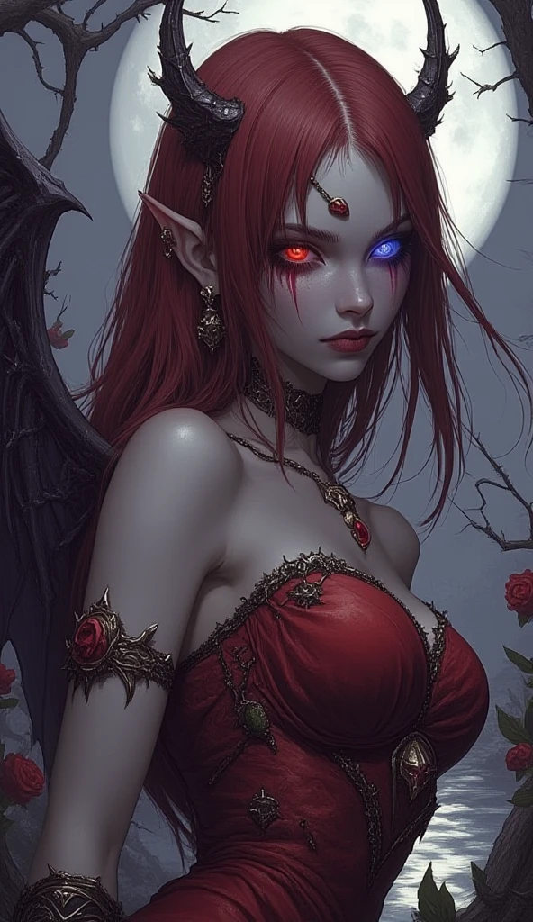 anime comic illustration fantasy art, gothic art, portrait of a female vampire elf, casting dark spell, with a long curvy hair, light color hair, red eyes, busty, Ultra Detailed Face, small pointed ears, blue cloak,  flowing cloak, wearing an intricate black leather dress,  high heeled boots, fantasy urban background, fantasy, at night light, natural ,moon light, clouds, gothic atmosphere, soft light, dynamic light,  high details, best quality, 32k, [ultra detailed], masterpiece, best quality, (extremely detailed), dynamic angle, oil pastel, NecromancyAI