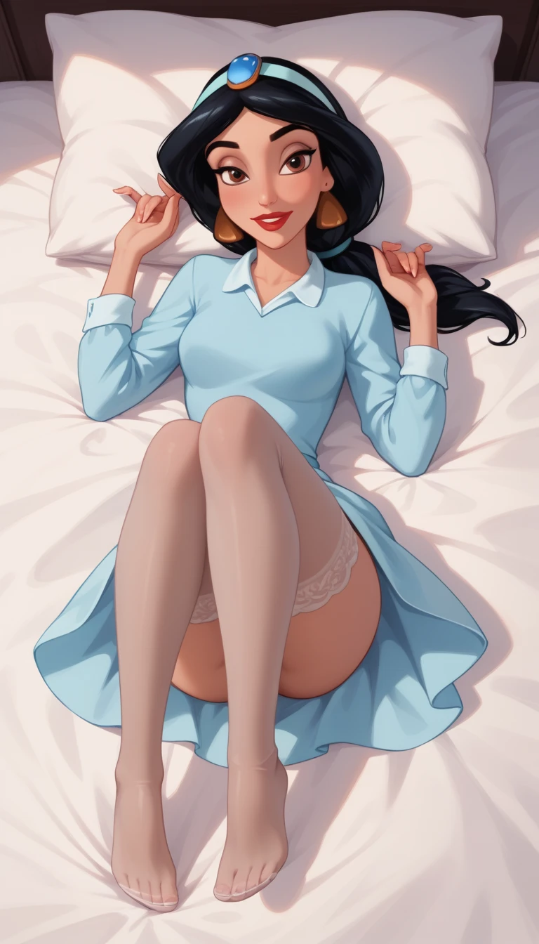 Jessica Rabbit as a vintage maid is resting with a fat young man, bedroom, palace