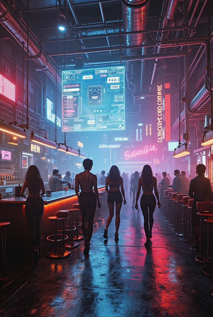 Shark and girl drinking beer in ruins, Colorful cyberpunk，Marine elements，Have a beer with sharks