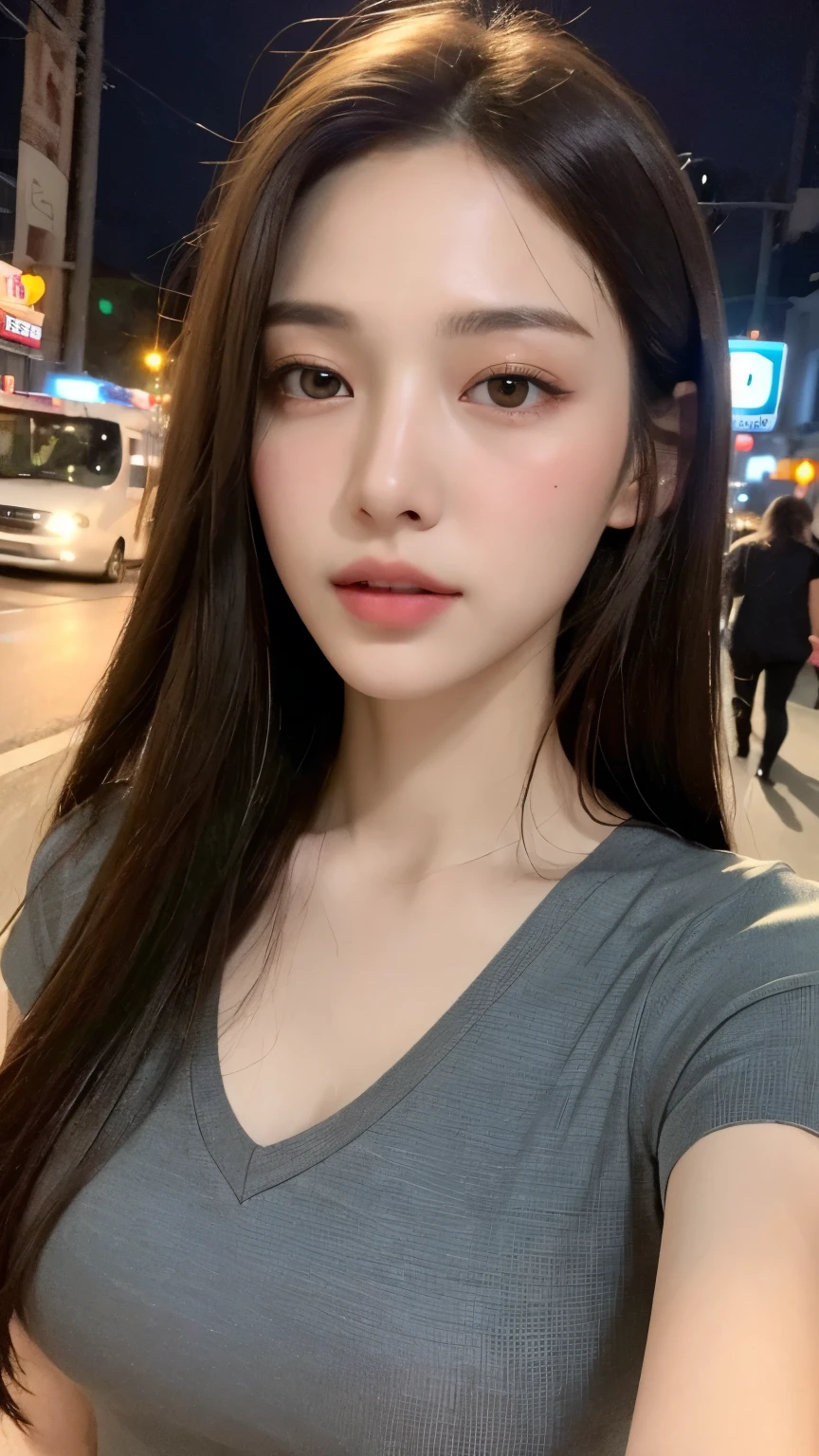 ((mid night、top-quality、8K、masterpiece:1.3)), full body Esbian, long legged, sharp focus:1.2, Beautiful woman with perfect body shape:1.4, Slender Abs:1.1, ((black hair、Colossal tits:1.2)), (White tight t-shirt、Tight skinny jeans 、is standing:1.2), ((Night City View、On the rooftop:1.3)), Highly detailed facial and skin texture, A detailed eye, double eyelid