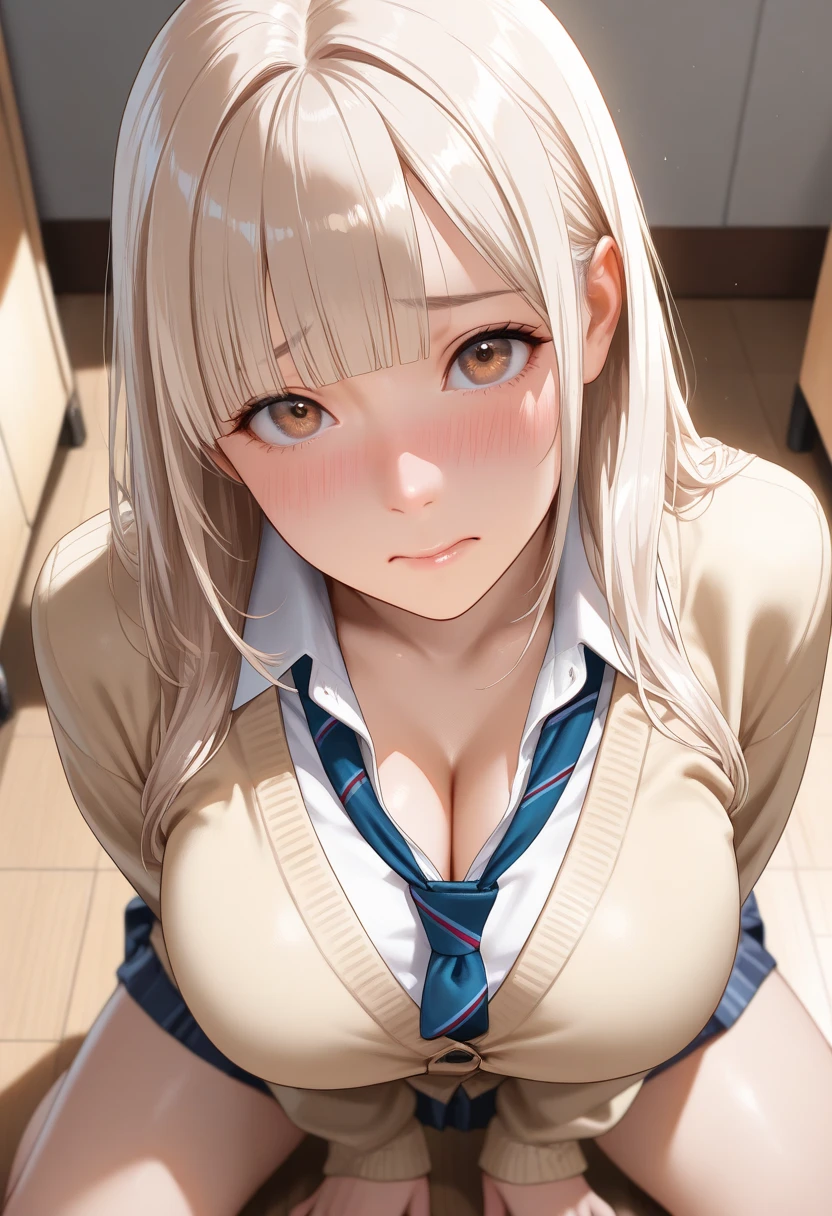 1girl in, POV, 1boy,  between breasts,   , Sweat, cleavage, , , Room, full of sweat, Large breasts, motion line, motion-blur, Warm summer, white  shirt,Precise features and delicate expressions,huge breasts are wet,Very beautiful woman,、((trembling))、(Slim and thick ),Toned body、Composition of the whole body、Perfect human body、(((Oil,gleaming skin、realistic skin textures、Detailed beautiful skin、Shiny skin、shiny white skin)))、Boy's room、Study guidance by a private tutor、reward、darkened room、Studying、Vertical ribbed sweater dress with open neckline、markings、Holding a red pen、sit across from each other at the desk in front of you、Embarrassed and embarrassed face、astonished face