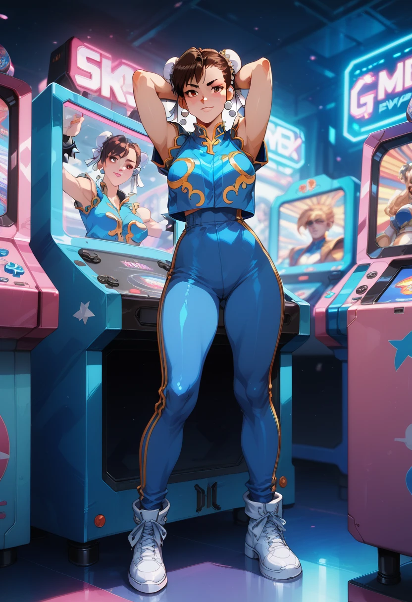 A woman who gets very close to the viewer and makes a V sign, colorful, punk style, JOJO style, ethnic style, ancient style, cyber style one-piece fashion, 24K, masterpiece, dynamic movement, detailed face, detailed and beautiful eyes, well-shaped face, beautiful face, red-purple lips, photorealistic 1.0, skin texture: 1.0, artwork, mid-chest, sensual,