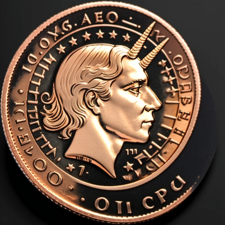 Coin for meme coin , Inside the coin there is a gladiator with two swords from the game Lineage 2 and around the circle there is the inscription coin of luck
