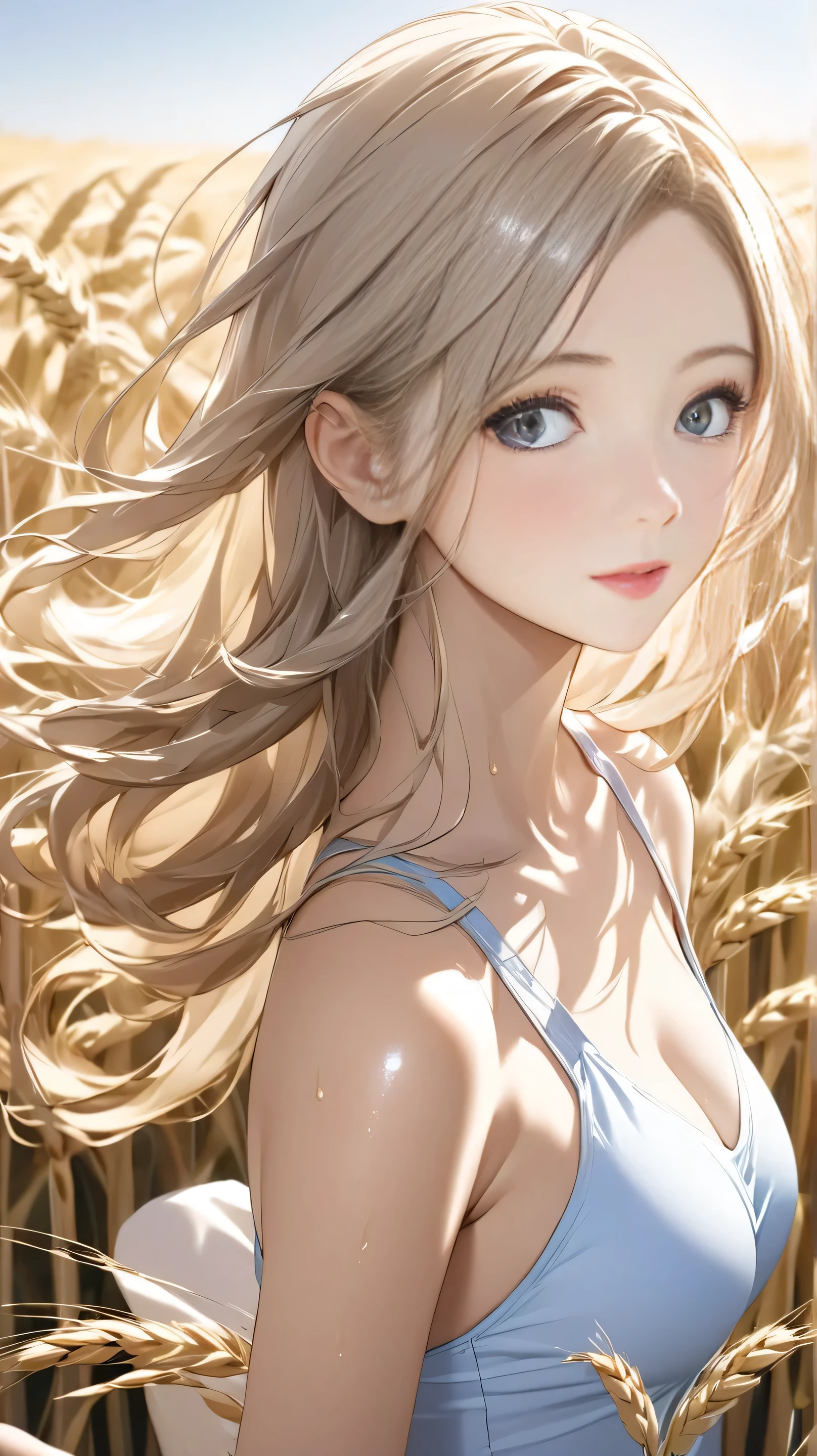  Woman Trying on Swimsuit , just one person, mature woman in a wheat field blown in the wind,  apply lotion to slender and attractive ,  random background color , simple background, smooth skin, brightskin, glowing moisturized skin, My hair style, firm and elastic skin, oily skin, , healthy skin tone with ro in the background, ブレイク 非常に thin hair, , very fine hair, Smooth Hair,  thin hair, good color hair, The shine of moisturized hair,  soft hair for cell phones, bouncy hair, Greasy Hair, Fresh Hair, HEALTHY COLORED SHINY HAIR, 