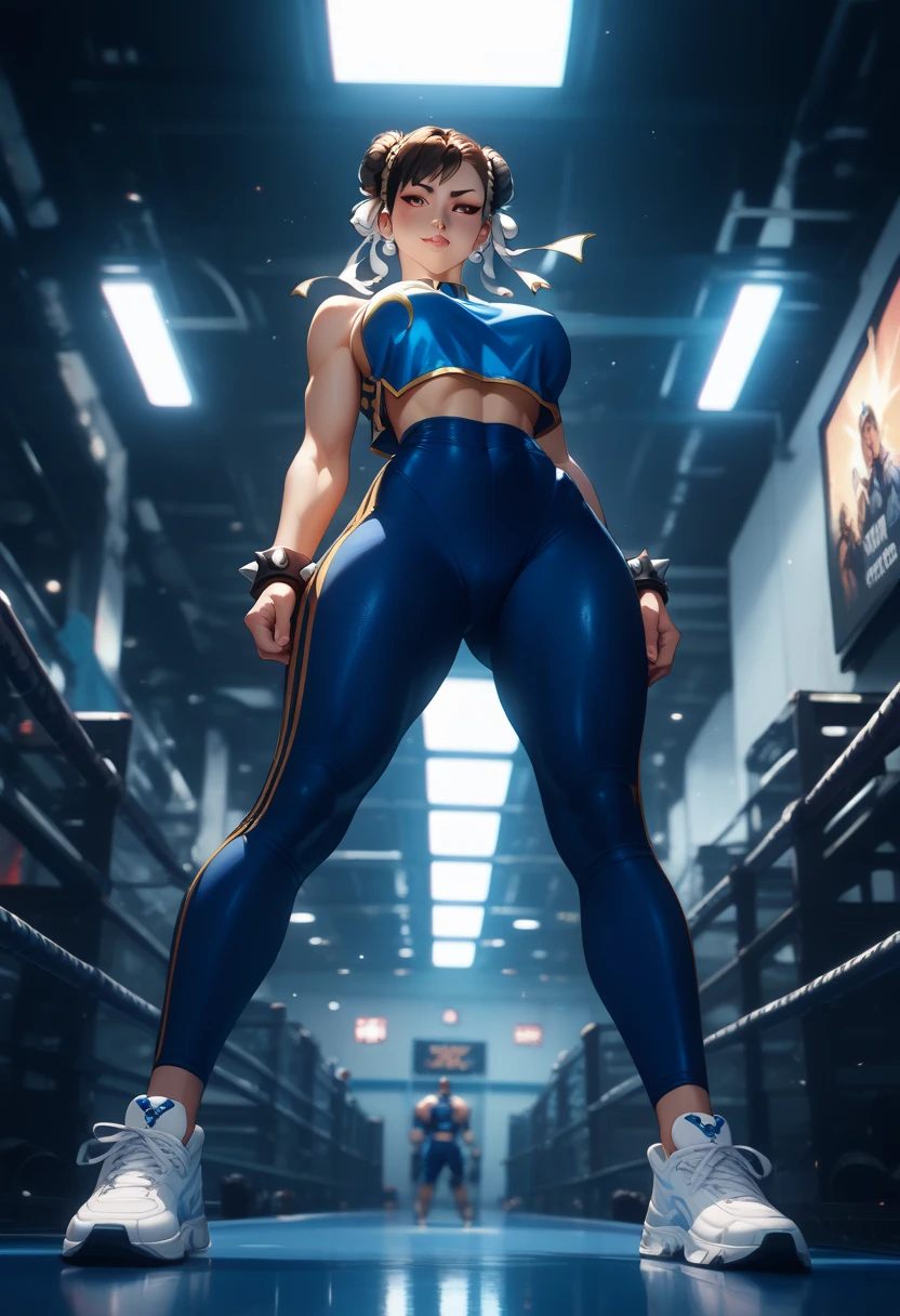 There's a woman in disguise doing a push-up on the floor, Cammy, pose fuerte, most strongest pose, Lola Bunny Fanart, Pose de luchador, pose intimidante, posando para una pelea intrincada, Postura poderosa, character is in her natural pose, Pose potente, Pose ruda, Personaje del juego de lucha, Pose de lucha, Cudesexyrobutts, Thicc, en poses de luchador