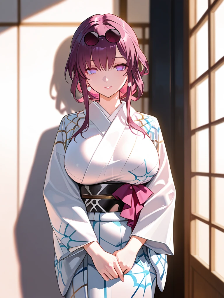highest quality, masterpiece, (Lean on:1.4), One girl, yuzuriha_(jigokuraku), Purple Hair, Brown eyes, Ninja, Open clothes, Cleavage, Small breasts, Topknot, Medium Hair, Let go of my chest, Captivating smile, pants, Take off, (blush:1.1), Appearance of the Japan, Templehighest quality, masterpiece, (Lean on:1.4), One girl, yuzuriha_(jigokuraku), Purple Hair, Brown eyes, Ninja, Open clothes, Cleavage, Small breasts, Topknot, Medium Hair, Let go of my chest, Captivating smile, pants, Take off, (blush:1.1), Appearance of the Japan, Temple,