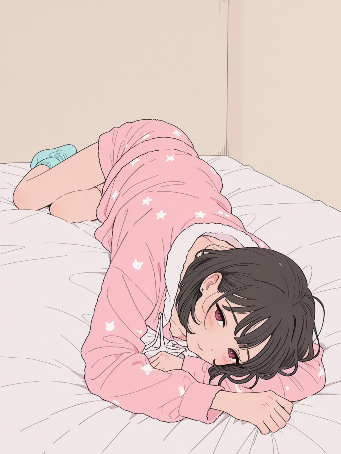 masutepiece, Best Quality,Illustration, Wallpaper, Ultra Detail, Little Face Girl、((fear:1.5))、(Teary-eyed:1.5)、(((Cute underwear)))、she makes me lie down and spread my legs.
