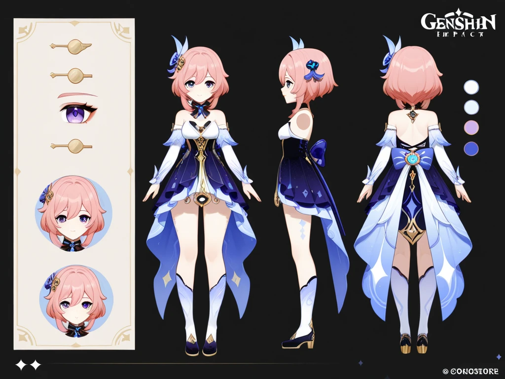 ((Masterpiece, Highest quality)), Detailed face, character sheets, full bodyesbian, Full of details, short pink hair, angelic design, Highly detailed, Depth, Many parts, 1 character, clear outfit design, outfit design, [ character design ], character adoptable, official character illustration, full body adoptable, full body character design, ( ( character concept art ) ), ornate attire, pretty anime character design, great character design, pretty anime character design, honkai star rail character, ( ( character concept art ) )