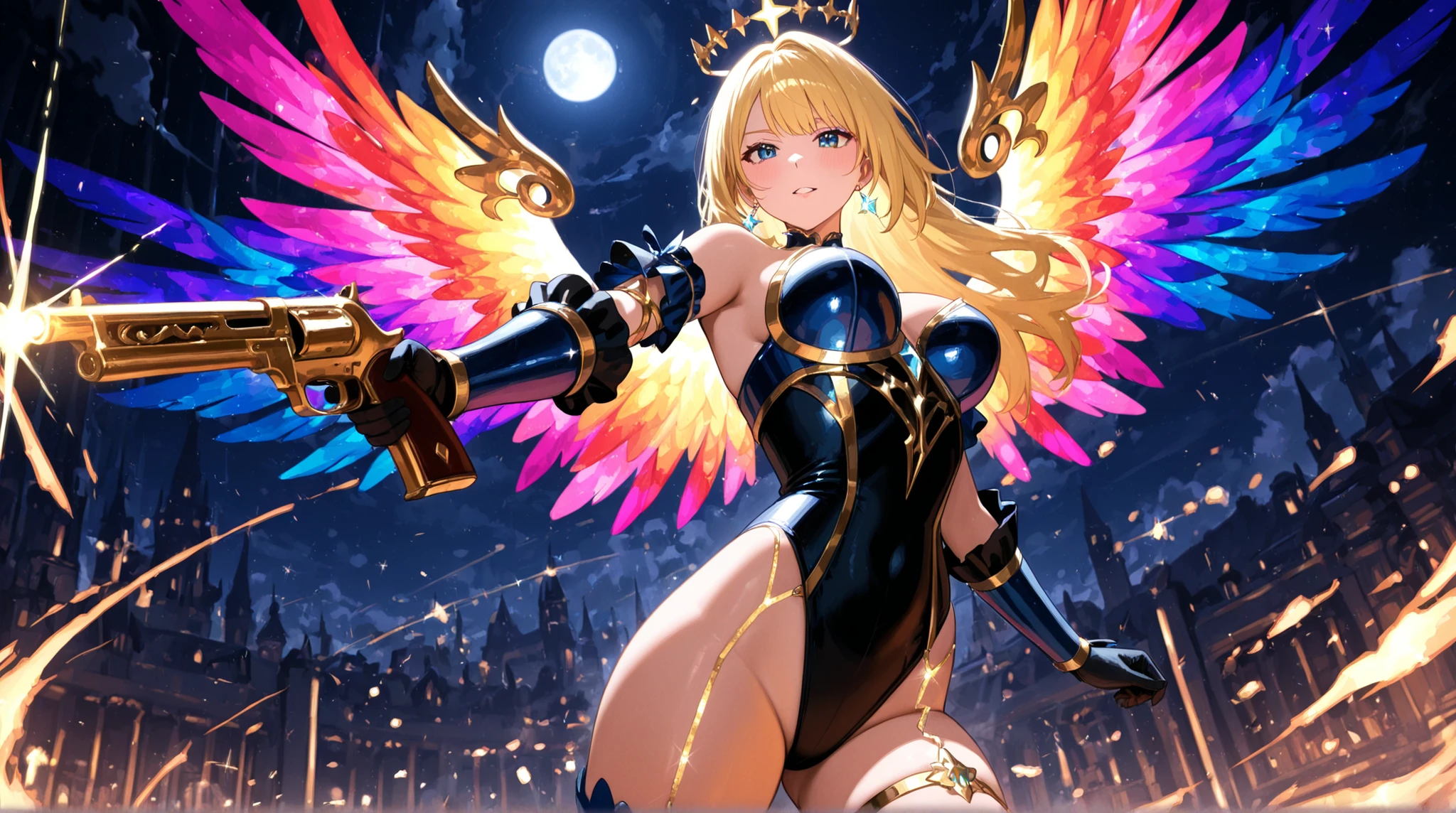 (Masterpiece: 1.4), (Best quality: 1.4), 8K, HD, ultra clear,1girl,(big breasts:1.4),blond hair,(Heart-shaped pupil:1.3),(Tongue out:1.2),scared:1.3,(cry:1.3),princess,Bare abdomen,White lace underwear,Skirt,(Looking up),night,bedroom,necklace,Messy clothes,long hair, angel wings