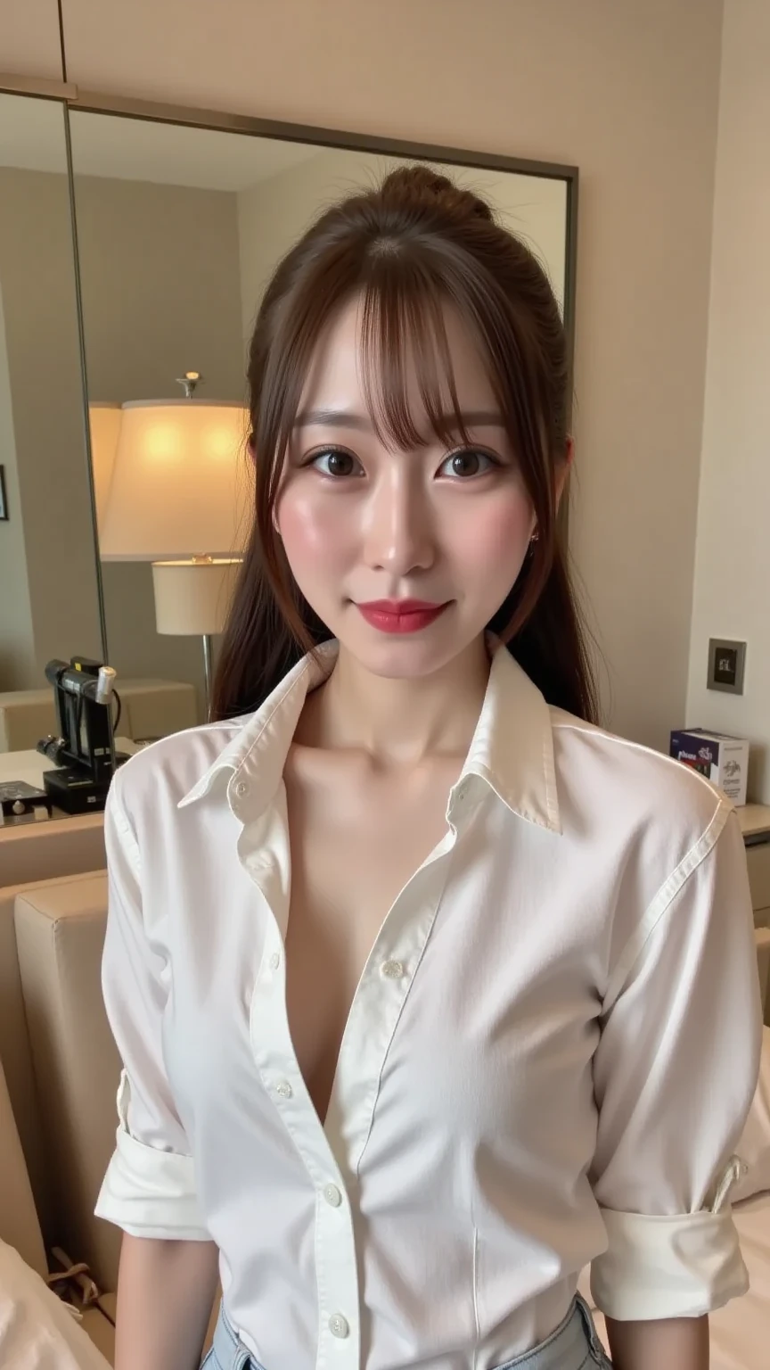 8k wallpaper,top-quality,masuter piece,ultra-high resolution,HDR,Photo Real,realistic and natural rendering,Sharp focus with a background bokeh effect,Precise reproduction of skin texture and makeup details,Cute girl, 23-years old,large boob, big breasts,Looking at the camera,solo, thin waist,enchanting posture, enticing, Attractive facial expressions, diffused lighting, detailed background of office, light on face, Close to camera,coquettish expression, dressed in business attire, including a blazer and blouse,(medium close-up shot:1.5),(ecstasy:1.3) ,(slut:1.2),(vulgarity:1.3),(fucked silly:1.1),(orgasm:1.5),(cleavage-enhancing:1.2)