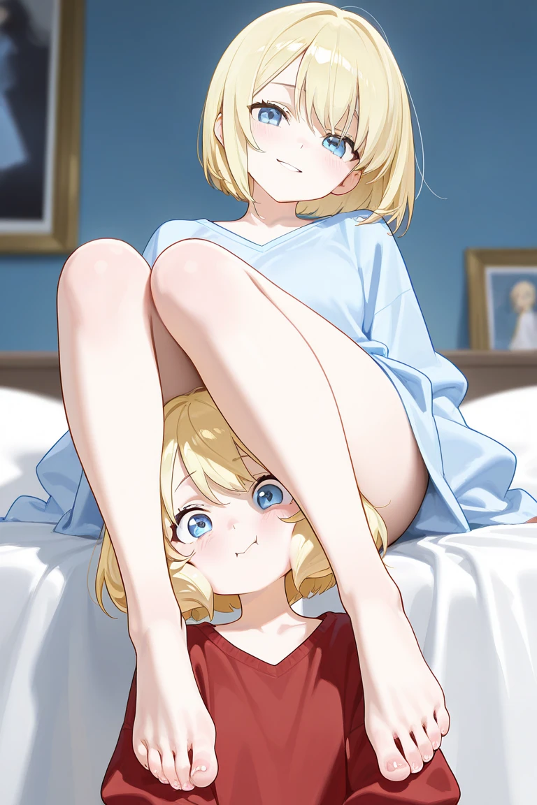anime、Blue Jersey！Sitting with legs crossed、Panties fully exposed