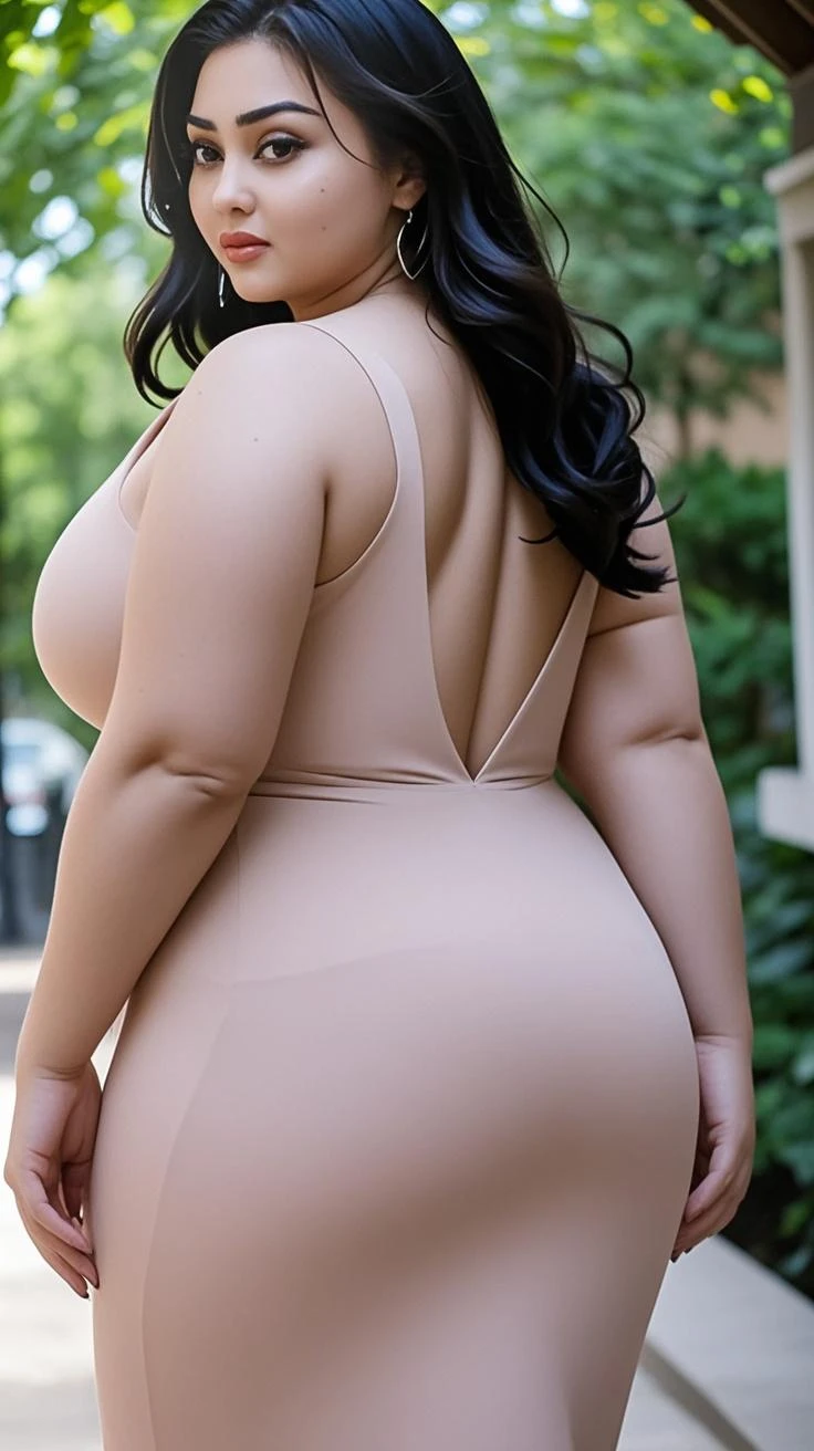 woman，plumw，big assa，Peach buttocks，Skirt that wraps hips，Tong，High fork，Tong，fat hips，Real Human，Asia face，cleanness，Raised sexy，Peach buttocks，photorealestic，realisticlying，8K，Tumblr，insanely inflated hips, clear curvy details，beautiful thick female，curvy hourglass figure, Curvy body, hyperrealistic full figure, thicc,