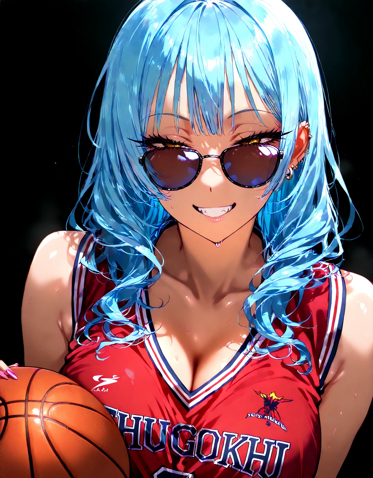 ram invader, detailed breasts, anime dick, (cheerleader: 1.2), muste piece, best quality, open mouth, tooth, ultra-detailed breasts, Yellow eyes, Pretty eyes, detailed face, Pretty girl, big chest, red face, (wet with water: 1.2), Generally poor breasts, ), (Heart shaped pupils: 1.5)