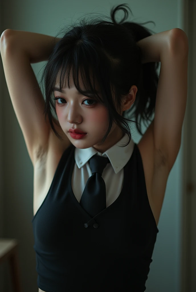 NSFW,4K,((Highest quality)),((masterpiece)),BREAK,((one girl)),(detailed),(in classroom),((One girl)),((perfect anatomy)),nsfw,((nude)),(naked),((12 years old)),((flat chest:1.6)),(stare at viewer with stern eyes:1.5),((one girl)),(bitting own lip:1.1),(angry:0.9),nose blush,(shamefull:1.2),(bob cut hair),(beautiful hair),surprised, ((beautiful realistic face)),((skinny:1.3)),Beautiful Korean Women, Beautiful young Korean woman, Young and adorable Korean face, Gorgeous Young Korean Woman, Korean Girls, Girl cute beautiful face, Portraits of Korean female idols, Young and pretty Asian face, Cute natural anime face,Asian pretty face,((finely detailed face)),((glistening eyes)),((glistening eyes )),((large eyes)),(( pretty eyes)),(detailed),Perfect Face,((One girl)), ((clear eyes)),((show nipples)),((beautiful skin)),((A bow tie)), don't wear anything ,(upper body),(Equal left and right eyes), (nsfw:1.5),(show nipples),(don't wear anything),(nipples facing upwards),