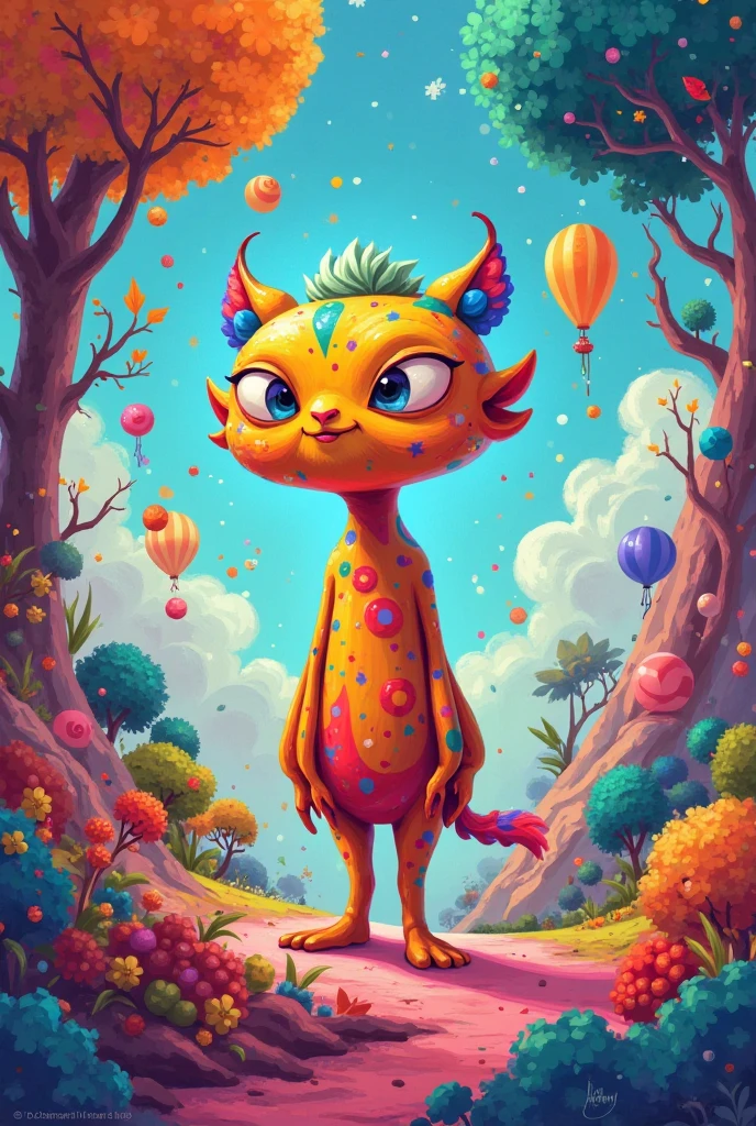 Alebrije of a hummingbird, cat and fish