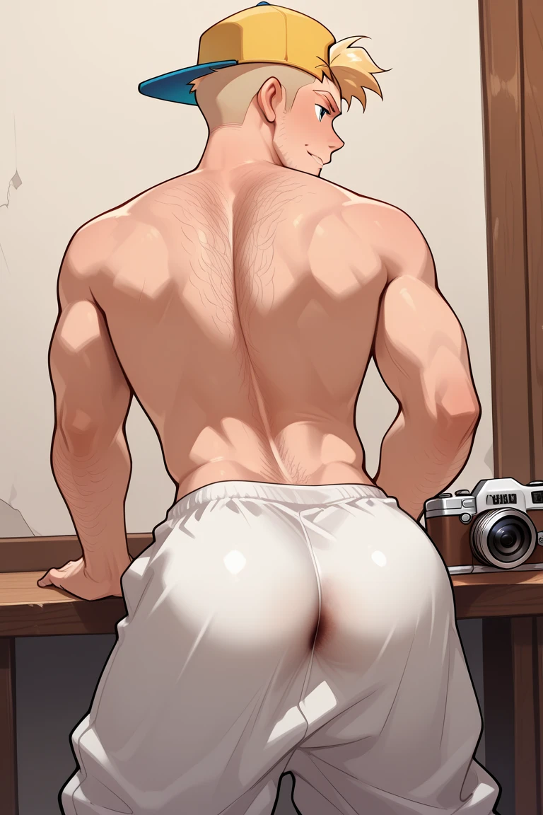 Beautiful full-length naked young man standing back, with head turned, bare buttocks, feet, no muscles, relaxed, skinny, standing back, slight turn, back, fully naked, bare buttocks, muscular male legs