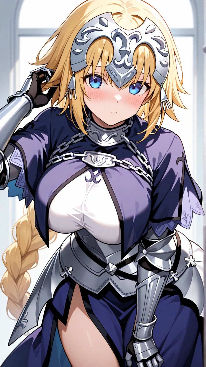 (NSFW:1.3),masterpiece, highest quality,BREAK ,1 girl,,,huge breasts,conical chest,underboob,pointed chest,nipples facing upwards,cleavage,thin waist,blush,embarrassing,surprised,Wet,See through,clothing lift,See through、tongue licking,kneel down,open your mouth,deep throat,From above,nude,Torn clothes BREAK(1girl, jeanne d'arc (fate), long hair, solo, blonde hair, jeanne d'arc (ruler) (fate), armor, thighhighs, blue eyes, gauntlets, braid, weapon, armored dress, headpiece, single braid, sword)BREAK,takeuchi takashi,