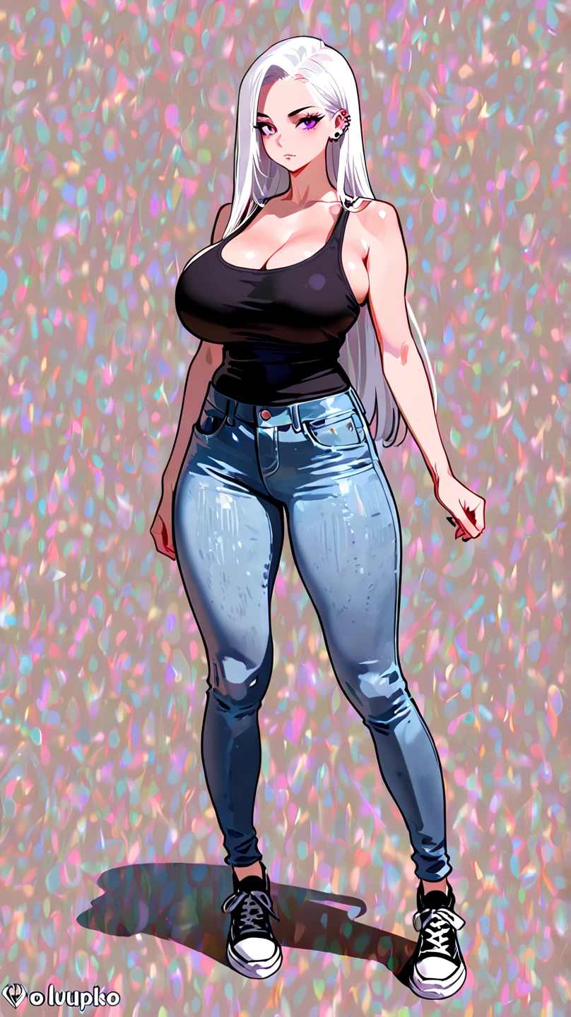 16k, cinematographic style, 1 girl, this Asa Akira alone inside a well sirius, looking a side to the light in the darkness, wearing a black tank top and blue jeans, black short male gradient hair, profile side view, blue background, ahorther hair, ::1 —ar 9:16 —stylize 1000, hug_breasts_big_breasts,huge_ass_huge_thighs gigantic_breast_plumper thighs, fat thighs