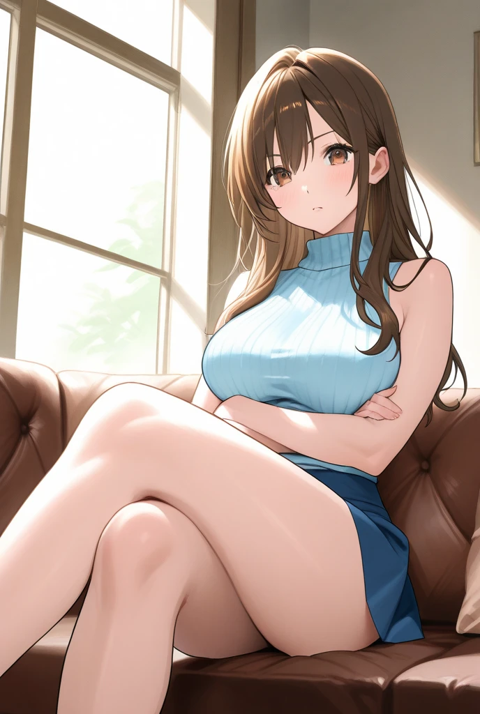 ((best quality, 8k, masterpiece: 1.3)), sharp: 1.2, perfect body beauty: 1.4, slender abs: 1.2, ((layered hairstyle, big breasts: 1.2)), (bandeau dress white: 1.1 ), city streets: 1.2, highly detailed facial and skin textures, detailed eyes, double eyelids, long brown hair, thin dress, hands behind, squatting, slightly revealing panties, revealing cleavage.