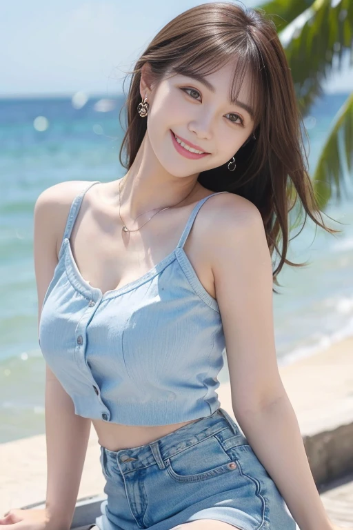 best quality, masterpiece, ultra high res, photorealistic, 1girl, offshoulder, smile