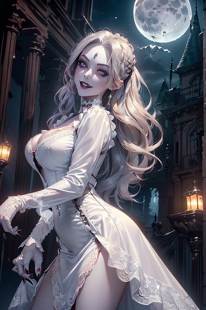 thick outlines, comics, photorealistic, perfect hands, masterpiece:1.2, creepy manor, haunted, dark manor, ghost, 1girl, solo, long tongue, tongue out, standing, <lora:Boosette_Mario_SDXL:0.8>, Boosette_Mario, long hair, white hair, long white dress, ballroom dress, white gloves, small breast, detailed background, detailed face, detailed eyes, <lora:add_detail:0.7>