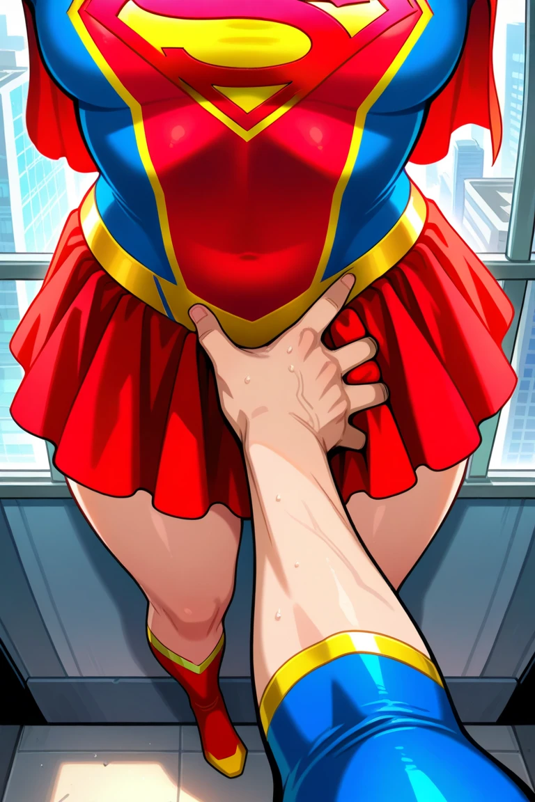 score_9, score_8_up, score_7_up, source_anime, ((((cum in pussy, trembling)))), ((((long hair)))), (amazon position), ((((holding another's ankle, vaginal, ankle grab, assertive female)))), (vaginal penis), 1girl,short stature, ((((supergirl/(superman/)))),((official style)), (slender body:1.4), (long hair),blonde hair, blue eyes, ((((midium breasts)))), pale skin,shiny skin, covered navel, collarbone, ((She wears Supergirl costume, a traditional Supergirl blue and red outfit, blue long sleeve shirt, blue panties, red skirt, red gloves, red hairband, superhero, cape)), ((((expressionless)))), ((((clothed)))), BREAK ((((1boy,tall stature)))), pale-skinned boy, wrestling ring,