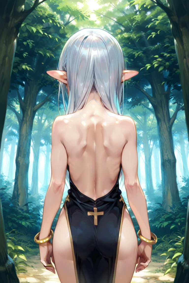1 girl, short, small, short hair, white hair, white eyelashes, purple eyes, Japanese, extremely white skin, full body, sexy, very young, naked, bent over, flat breast, ass