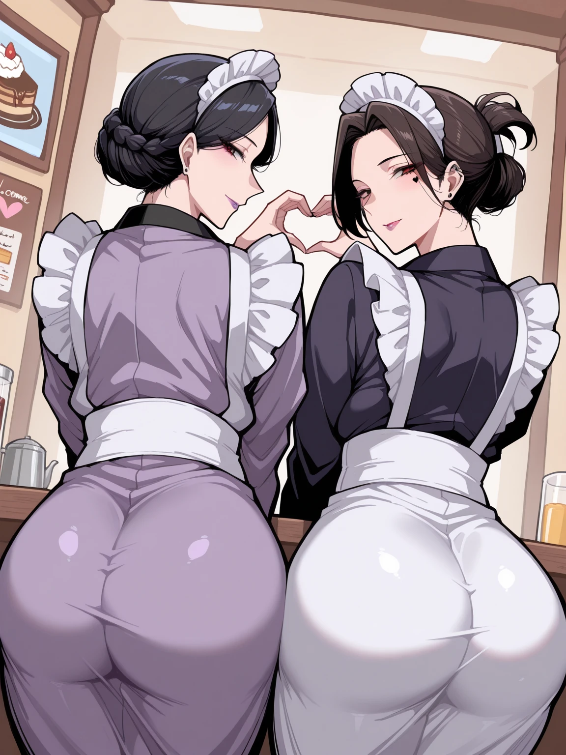 solo,1 mature maid,wet cameltoe,(from behind),sweating body,bare hips,Raise your ass,((Take a broom)),(public hair under apron), naked white apron ,((white skin)),trending on artstationh, Intricate details, Highly detailed,, intricate face details,Curvy physique, Thick body,((Mature female)),at the kitchen,vibrant, 4K, Intricate details, big breasts enchanting, Professional manufacturing, 12k resolution,(Seductive smile),Black hair, transparência de 90% nas peças de roupa