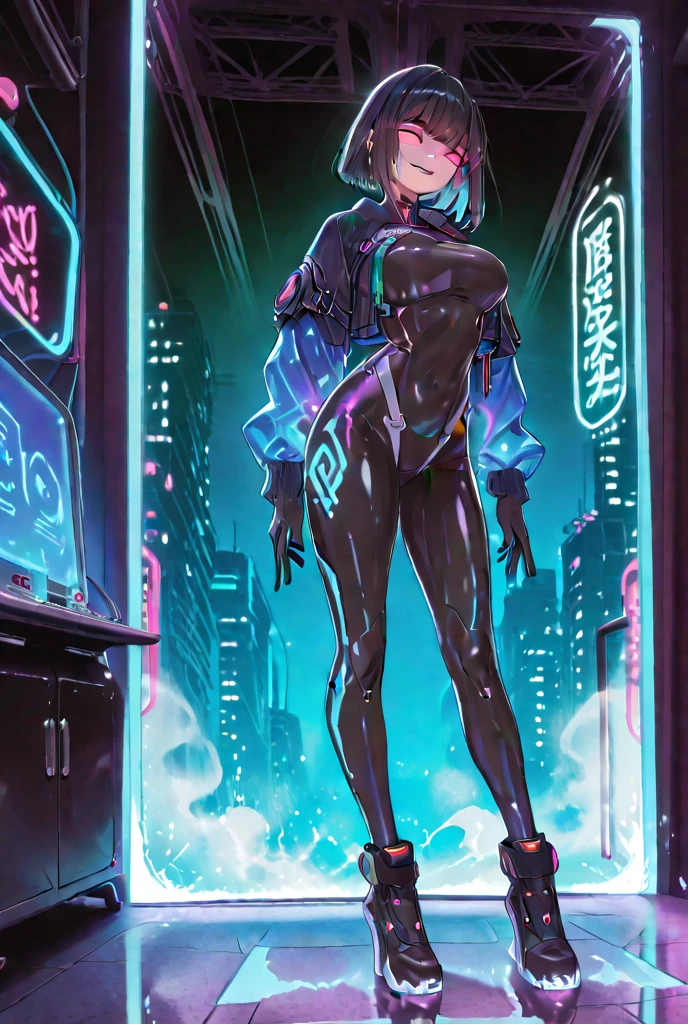 ((1woman:1)),((on top of a building where the small buildings are visible below looking up the night sky:1)),((back-view:1)),((neon-colors:1)),(UTRA-DETAILED:1)),(CINEMATIC:1),(HIGH-RES:1.2),(AMAZING-ART:1),((cyberpunk-theme:0.9)),((soft-lighting:1)),((colorful:1)),((Magazine-Cover:1)),((CINEMATIC-LIGHTING:1)),((VISIBLE-BUILDINGS:1)),((full-body:1)),((standing:1))